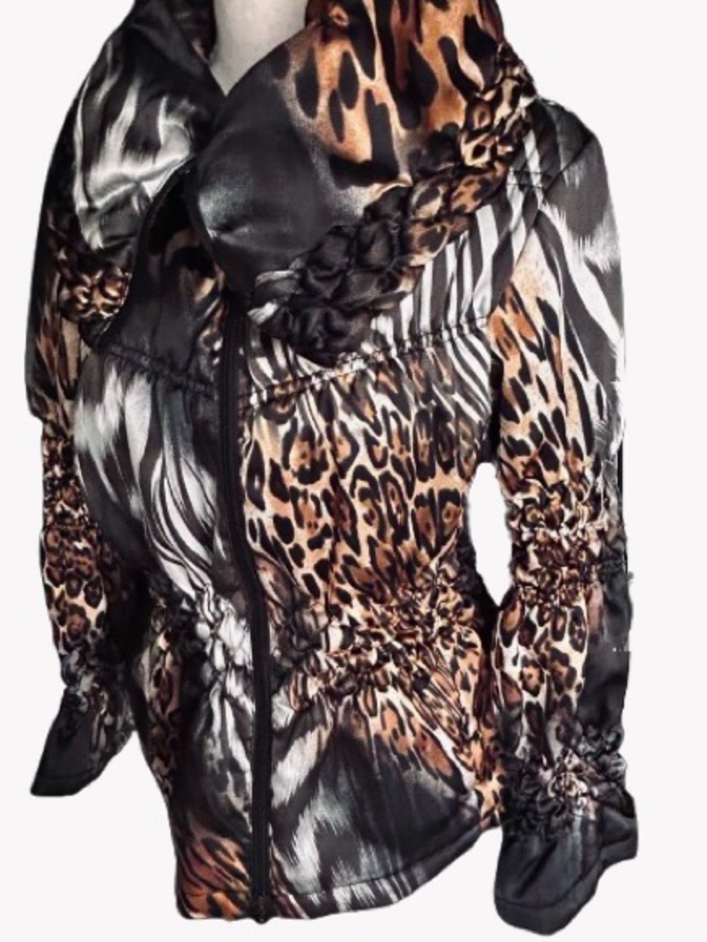 Y2K Cheetah SAMUEL DONG  Puffer Jacket Designer Vintage Designer 90s Coat Boho